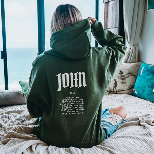 John 3 16 Christian Hoodie Bible Verse Hoodie Christian Merch Men's Christian Streetwear Jesus Hoodie Christian Sweatshirt Jesus Apparel God  T-shirt, sweater and Hoodie