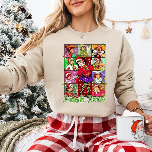 Junie B Jones Christmas Sweatshirt, Christmas Book Lover T-shirt, Teacher Christmas Shirt, Children's Book Christmas, Junie B Santa Hat Tee