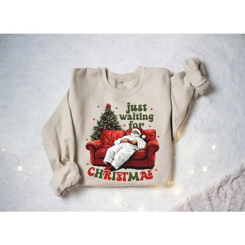 Just Waiting For Christmas Sweatshirt,Santa Claus Shirt,Funny Christmas Shirt,Merry Christmas,Christmas Gift,Christmas Vibes,Holiday  T-shirt, sweater and Hoodie