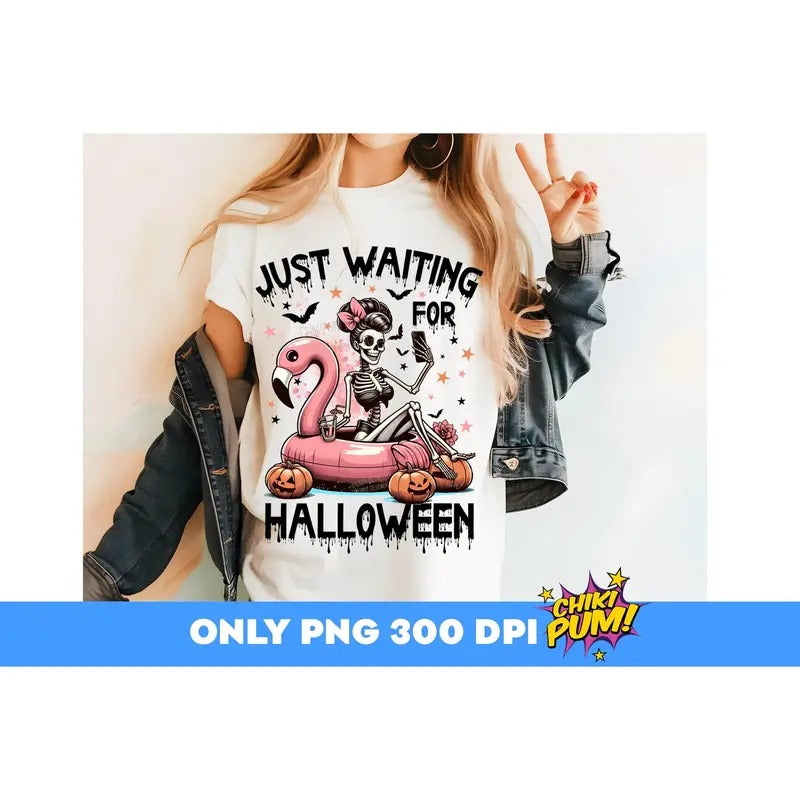 Just Waiting For Halloween Funny Skeleton Vintage Halloween Female Skeleton Halloween Trending Halloween