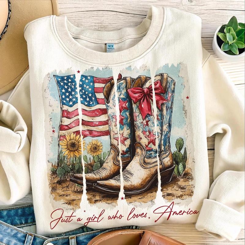 Just a girl who loves america Shirt, America Western Shirt, 4th Of july Shirt, cowgirl usa 4th of july , USA, memorial day , popular now