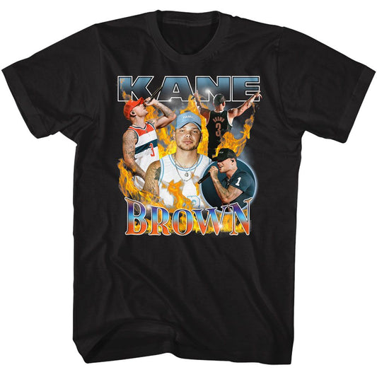 Kane Brown - Fire Multi Image - American Classics - Solid Black Adult Short Sleeve T-Shirt