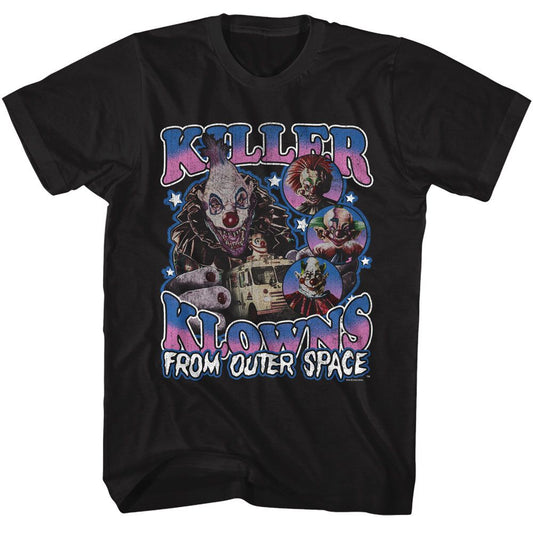 Killer Klowns From Outer Space - Collage - American Classics - Solid Black Adult Short Sleeve T-Shirt