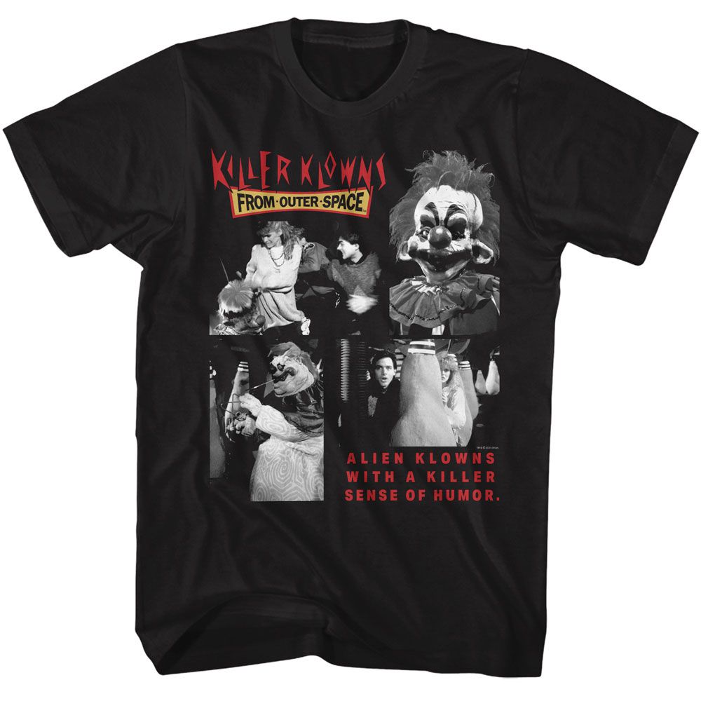 Killer Klowns From Outer Space - Four Black & White Photos - American Classics - Solid Black Adult Short Sleeve T-Shirt