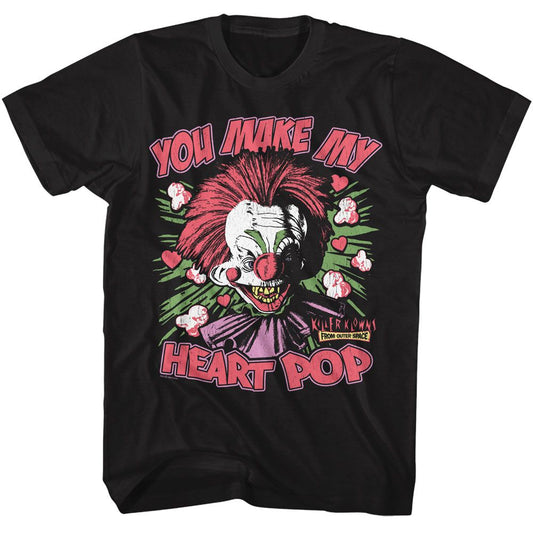 Killer Klowns From Outer Space - Heart Pop - American Classics - Solid Black Adult Short Sleeve T-Shirt