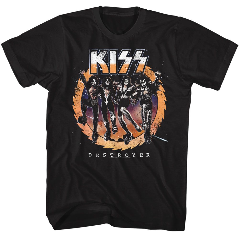 KISS - Destroyer Album - American Classics - Solid Black Adult Short Sleeve T-Shirt Style001