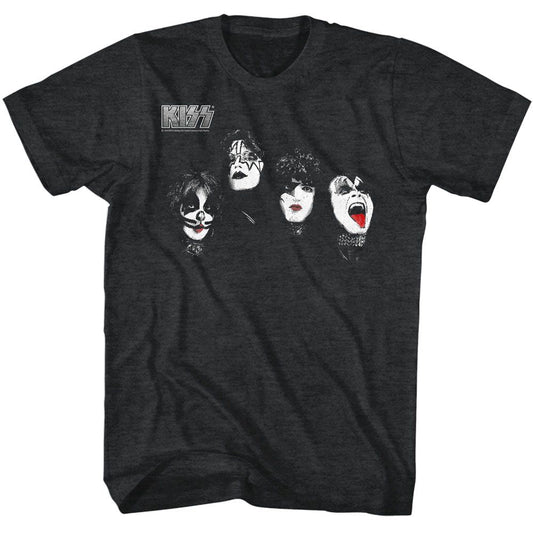 KISS - Heads - American Classics - Heather Black Adult Short Sleeve T-Shirt