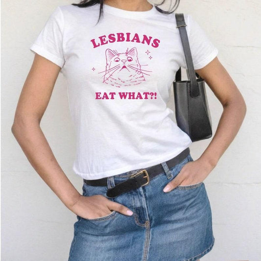 LGBT Shirt, Lesbians Eat What Y2K , Cat Shirts, Funny Gay Pride Shirts, Queer Tshirt, Unisex LGBTQ Clothing, 90s Aesthetic, 2000s