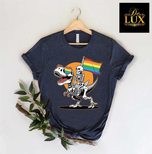 LGBT Skeleton Shirt, Gay Skeleton Shirt, Skeleton Pride Shirt, Dinosaur Pride Tshirt, Queer Pride Tee, LGBTQ Flag Shirt, Rainbow Gay T-shirt  T-shirt, sweater and Hoodie