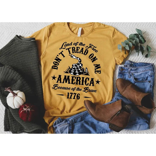 Land Of The Free Don't Tread On Me America Because Of The Brave 1776 4th Of July Family Matching Shirt Patriotic Shirts 4th Of July sweatShirt  sweater and hoodie