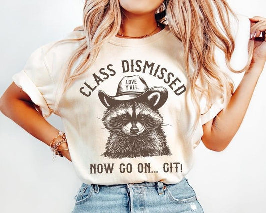 Last Day of School Teacher Tshirt, Teacher Summer Shirt, Funny Cowboy Racoon Teacher T-Shirt, End Of Year Tee, School Out for Summer
