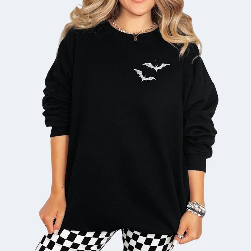 Let the Midnight Take Me Bat & Distressed Sweatshirt, T Shirt, or Hoodie | Vintage Grunge Aesthetic with Skulls, Retro Vibes