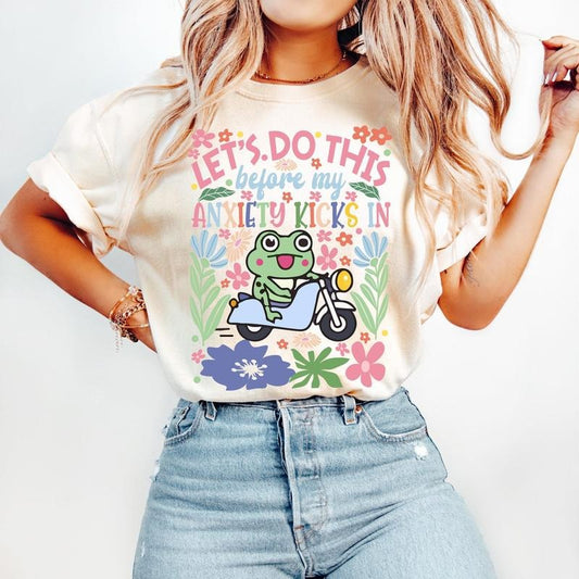 Lets Do This Funny Anxiety Shirt, Mental Health Funny Mama Boho Floral, Sarcastic, Retro Frog, Humor, Snarky, Funny Quote