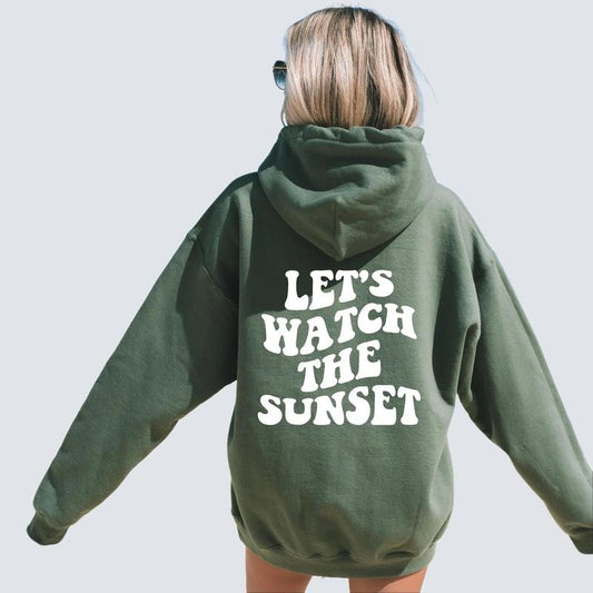 Lets Watch The Sunset Hoodie, Beach Sunset Hoodie, Aesthetic Oversized Beach Hoodie, Trendy Hoodie