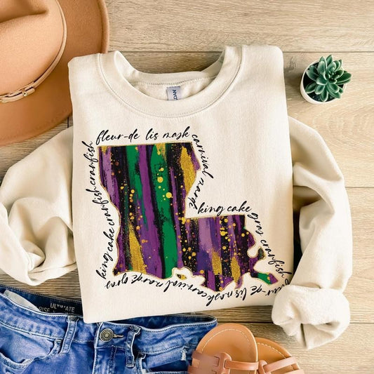 Louisiana Mardi Gras Fat Tuesday Mardi Gras Louisiana Map Mardi Gras Mardi Gras Shirt
