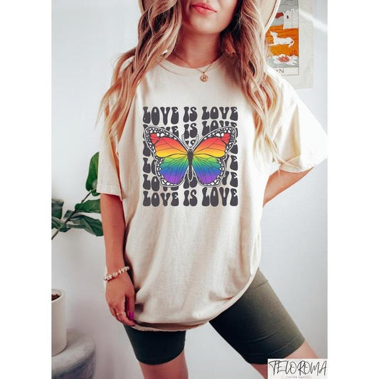 Love Is Love Shirt, Butterfly Pride Shirt, Colorful Butterfly T-Shirt, LGBTQ+ Shirt, LGBTQ+ Gifts