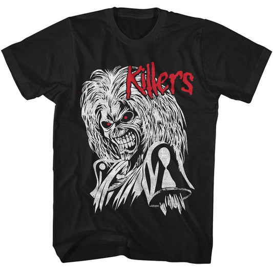 Iron Maiden - Red And White Killers - American Classics - Solid Black Adult Short Sleeve T-Shirt