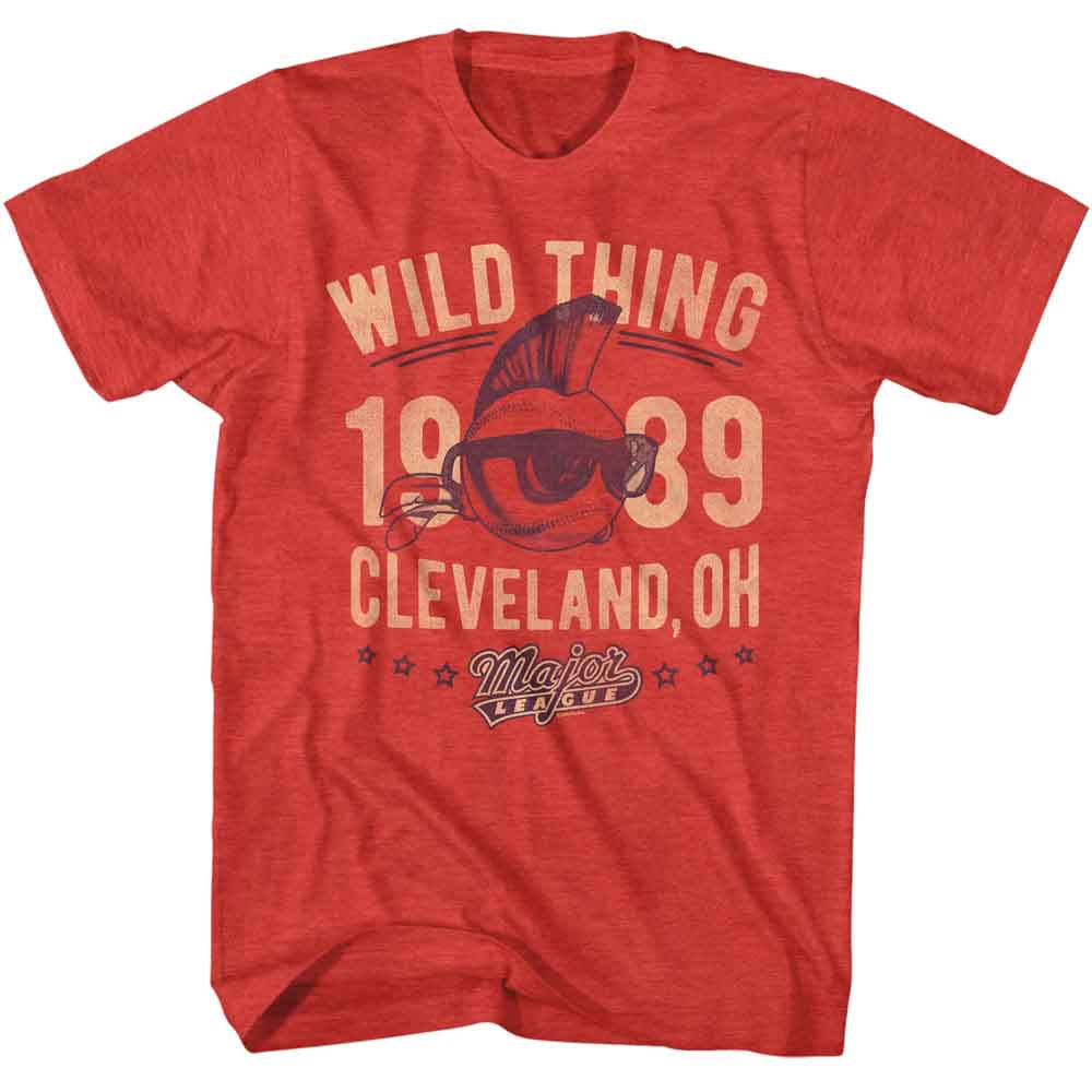 Major League - Wild Thing 89 - American Classics - Heather Red Adult Short Sleeve T-Shirt