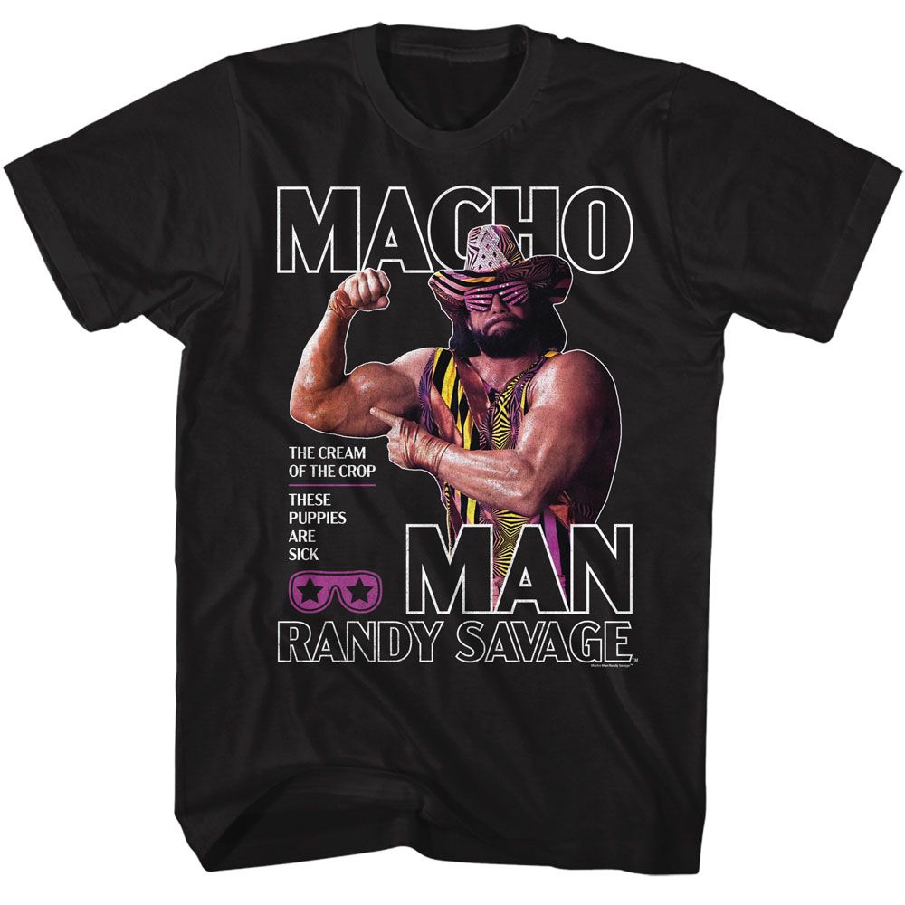 Macho Man - Flex - American Classics - Solid Black Adult Short Sleeve T-Shirt