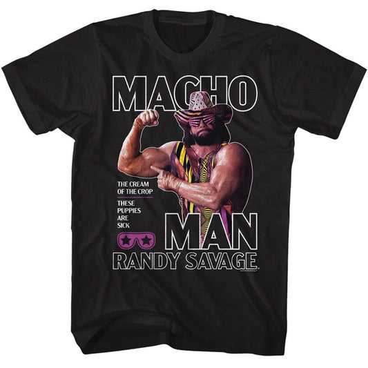 Macho Man - Flex - American Classics - Solid Black Adult Short Sleeve T-Shirt