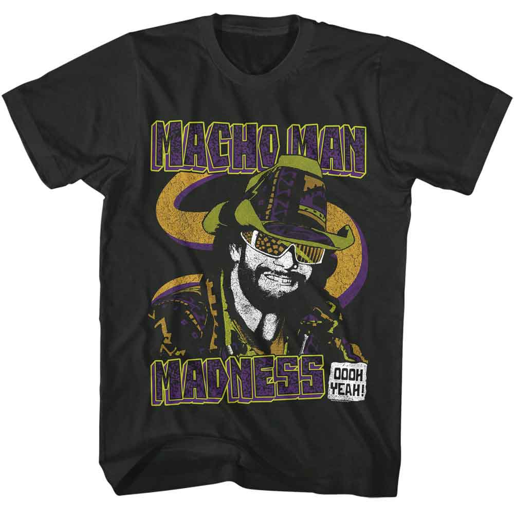Macho Man - Madness - American Classics - Gray Front Print Adult Short Sleeve T-Shirt