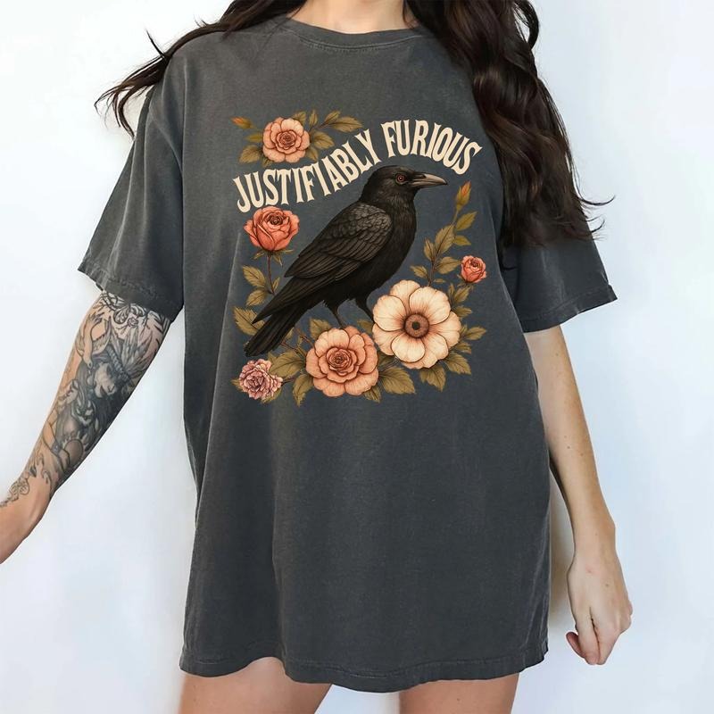 MAPTEES Justifiably Furious Comfort Colors Shirt, Feminist T-shirt, Resist The Patriarchy Graphic Tee, Women Rights Clothing, Resistance Outfits