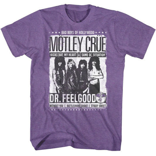 Motley Crue - Dr Feelgood Songs - American Classics - Heather Purple Adult Short Sleeve T-Shirt