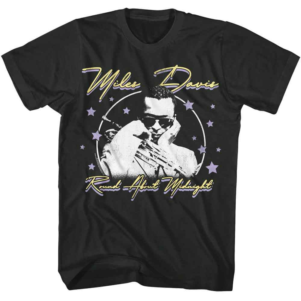 Miles Davis - Round About Midnight Stars - American Classics - Gray Front Print Adult Short Sleeve T-Shirt