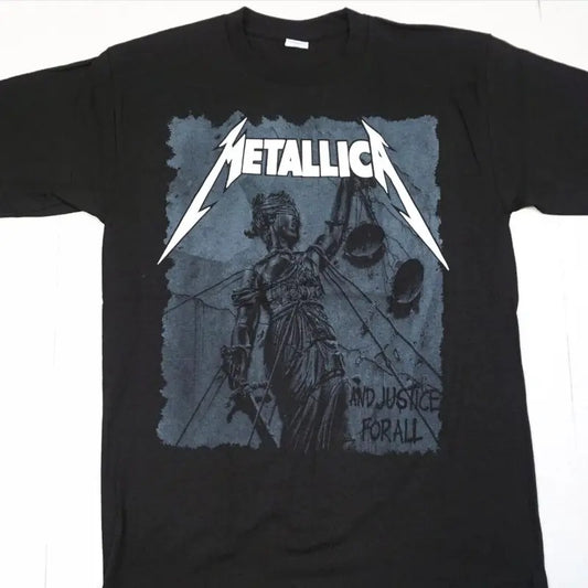 METALLICA And Justice For All T-shirt Heavy Metal Tee Adult Men's Black New Menswear Top Streetwear Crewneck Shortsleeve Round Neck Tshirt
