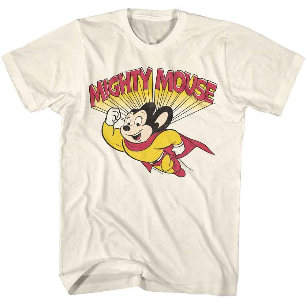 Mighty Mouse - Flying - American Classics - Natural Adult Short Sleeve T-Shirt