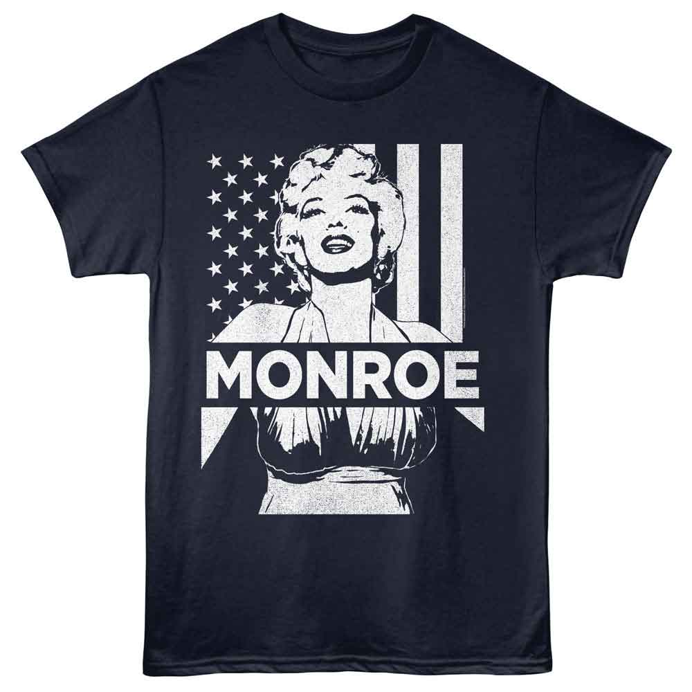 Marilyn Monroe - Flag - American Classics - Blue Front Print Adult Short Sleeve T-Shirt