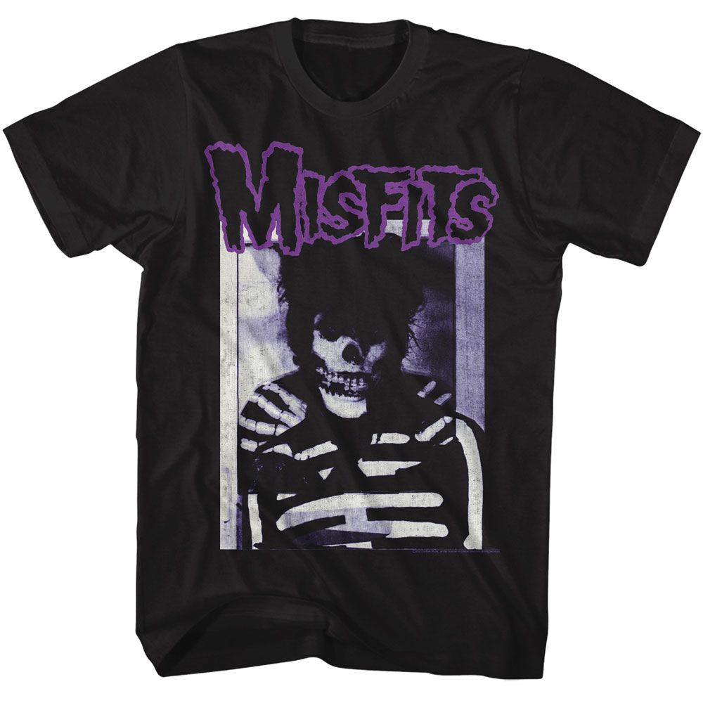 Misfits - Skeleton - American Classics - Solid Black Adult Short Sleeve T-Shirt