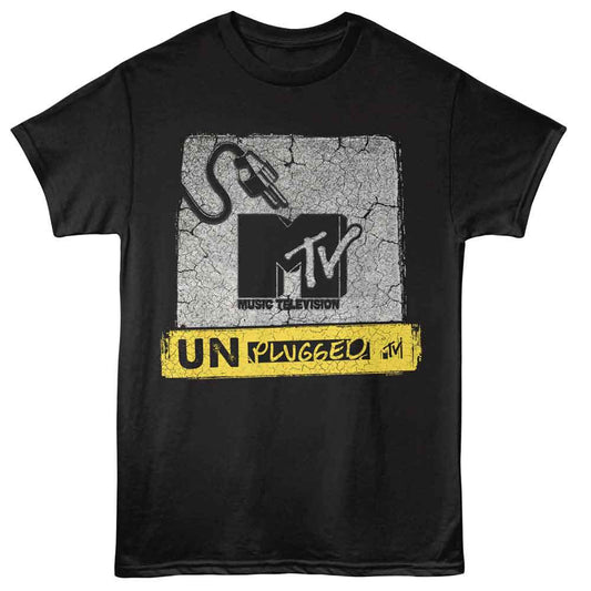 MTV - Cracked Background - American Classics - Black Solid Adult Short Sleeve T-Shirt