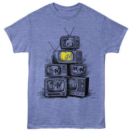 MTV - TVs - American Classics - Light Blue Heather Adult Short Sleeve T-Shirt