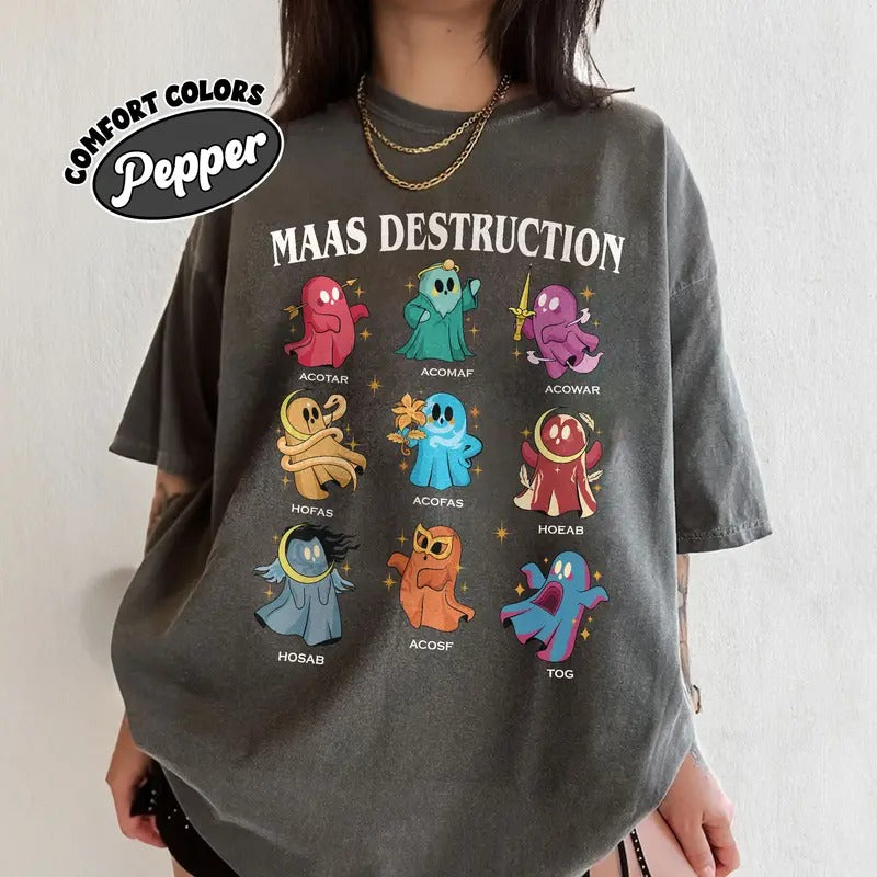 Maas Destruction Ghost Comfort Colors Shirt, SJM Fan Book Merch, Funny Halloween Bookish Tee, SJM Spooky Inspired Top Womenswear Love Underwear