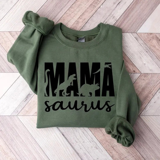 Mama Saurus Sweatshirt Mama Dinosaur Mom Life Sweatshirt Mother's Day Sweatshirt Funny Mother's Day Gift Mom Of Boys Gift For Mom TK43GN