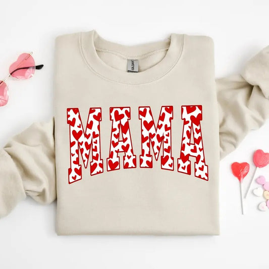 Mama Sweatshirt, Red Hearts In Mama Sweater, Cute Mama Tshirt, Mother Gift, Mother Day Gift