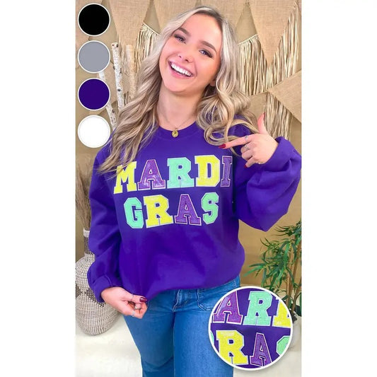 Mardi Gras Sequin Graphic Sweatshirt