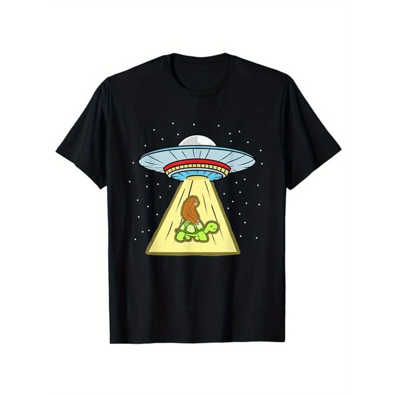 Men'S Casual Cotton T-Shirt with Sloths Print, Crew Neck, Short Sleeve, Loose Fit, Knit Fabric, Medium Stretch - Graphic Outdoor Tee Made in USA