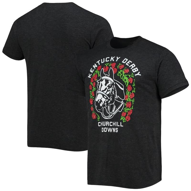 Men's Charcoal Kentucky Derby Shirt, Homage Churchill Downs Tee, Derby Day Racing Fan T-Shirt 2025 AQRBG