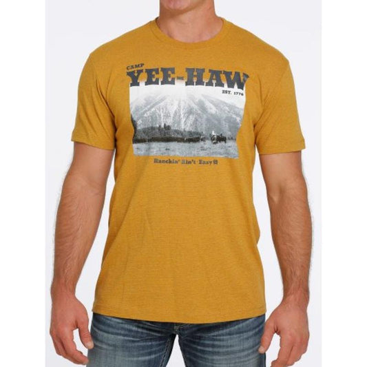 Men's Cinch Gold T-Shirt, Ranchin' Ain't Easy Graphic, Western Cowboy Workwear
