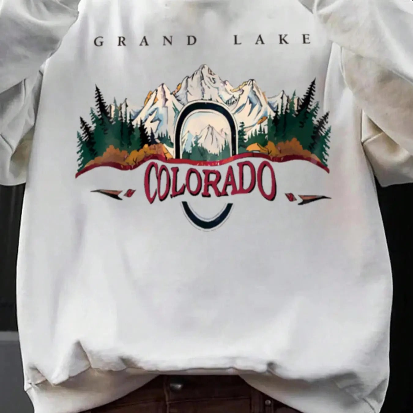 Men's Landscape & Letter Print Drop Shoulder Sweatshirt, Regular Fit Casual Long Sleeve Round Neck Pullover for Fall & Winter, Men's Clothes for Daily Wear