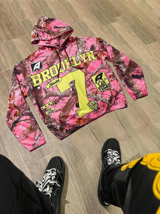 Men's Letter & Branch  Print Drawstring Hoodie, Regular Fit Casual Long Sleeve Hooded Sweatshirt for Fall & Winter, Men's Top for Daily Wear