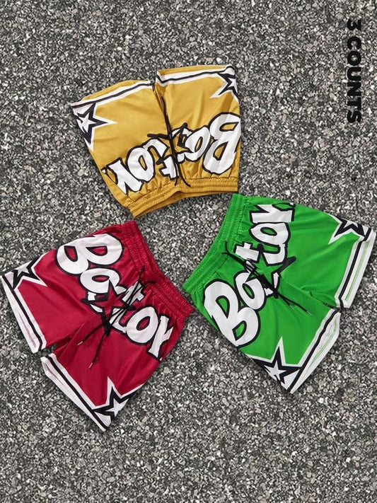 Men's Letter Print Boxer Briefs, Casual Comfy Breathable Underwear for Daily Wear, Mens Underwear for All Seasons