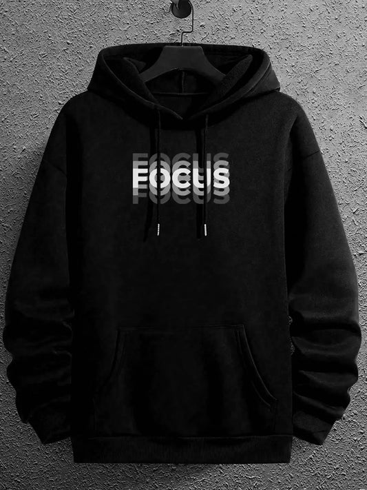 Men's Letter Print Hoodie, Casual Regular Fit Long Sleeve Hooded Sweatshirt for Spring & Fall, Fashion Men's Top for Daily Wear