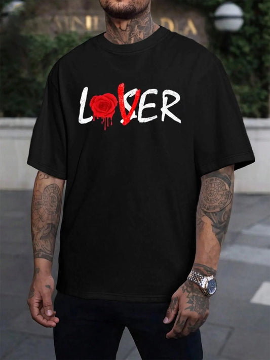 Men's Letter Print Short Sleeve Graphic Tee, Casual Fashion T-shirt for Daily Wear, Men's Clothes for All Seasons