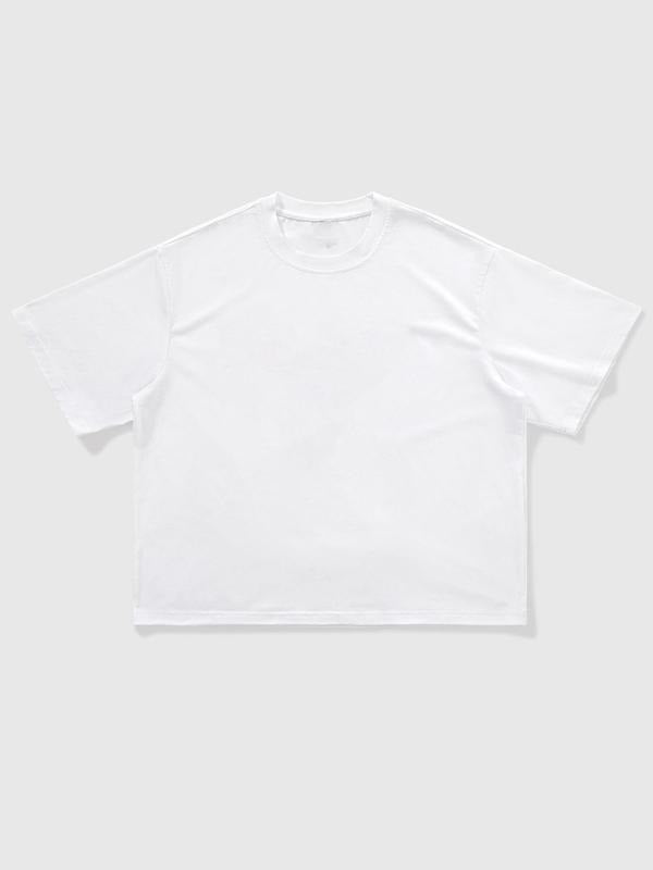 Men's Solid Round Neck Tee, Regular Fit Casual Short Sleeve Crew Neck T-Shirt for Daily Wear, Men's Top for All Seasons, Tropical