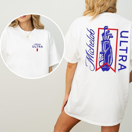 Michelob ULTRA Golf Bag T-Shirt, Funny Beer Golf Tee, Summer Drinking Shirt, Ultra Soft Cotton Tee, Everyday Casual Wear shirts  women