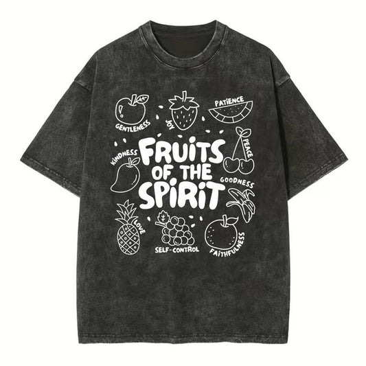 [ Mineral Wash ] 1 Fruit Of The Spirit Christian Washed Shirt Jesus Graphic Washed Style Shirt