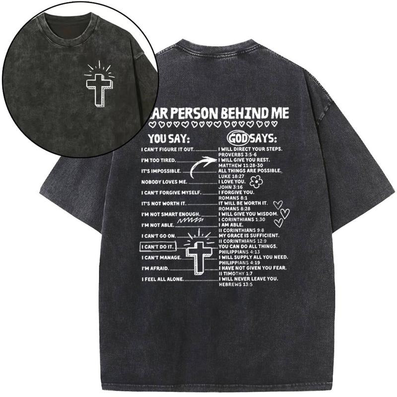 [ Mineral Wash ] Dear Person Behind Me Christian Washed TShirt Jesus Graphic Washed Style Shirt
